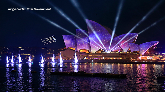 Sydney Opera House illuminated with incredible projections as part of the Australia Day evening program