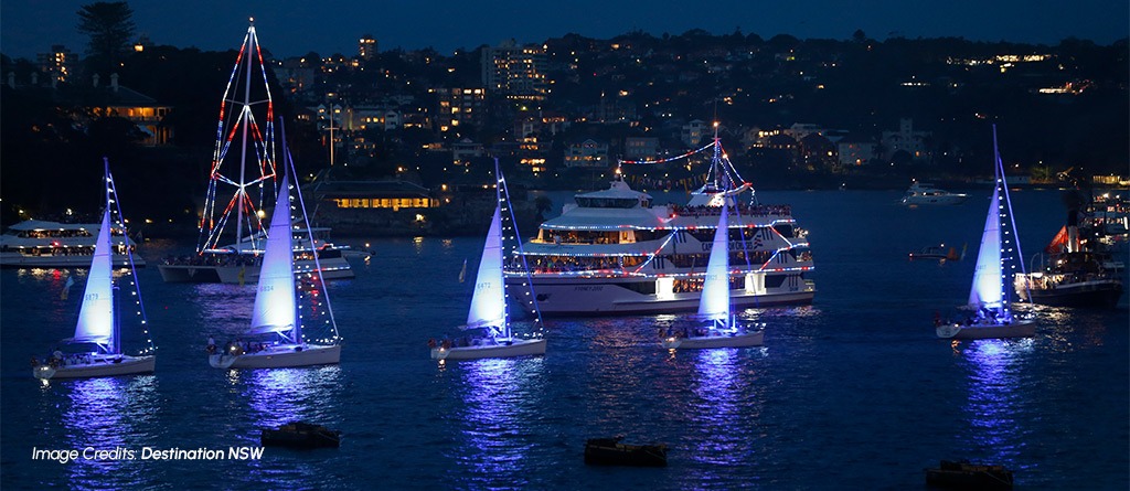 An aerial view of the Lit Vessels Parade