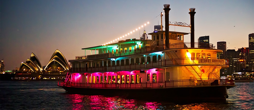 The Sydney Showboat gently gliding along the harbour