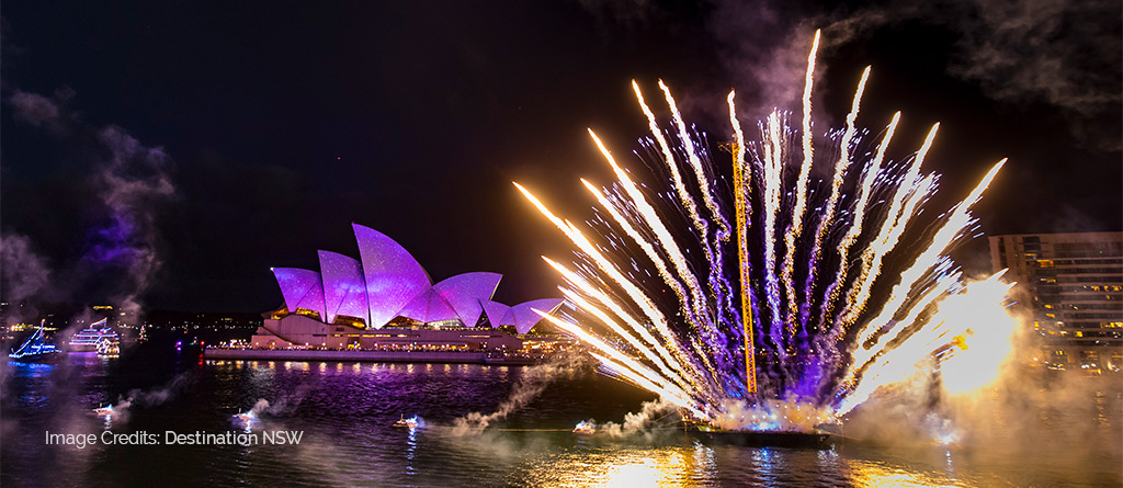 Australia Day Live Fireworks on Sydney Harbour with Opera House in the background