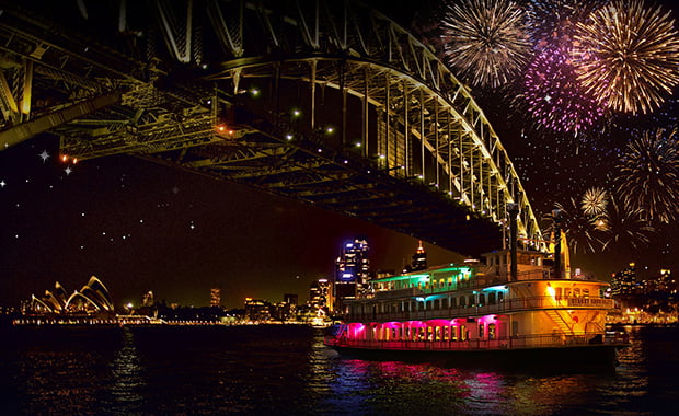 Showboat NYE cruises offer splendid views of the fireworks, harbour events and iconic attractions.