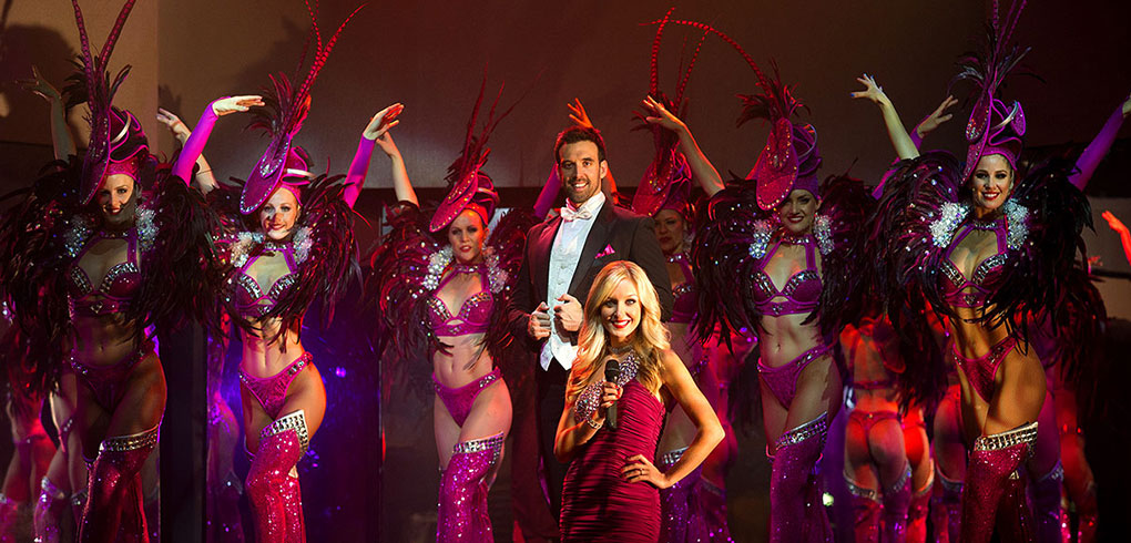 The Aussie cast of dancers and songstresses take centre stage during a Showboat private event charter.