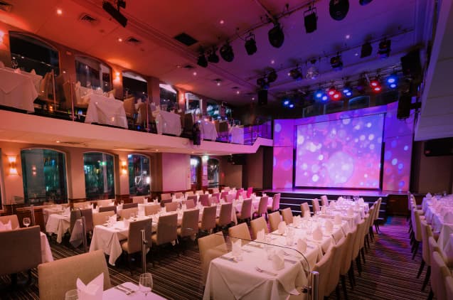 Interior dining area of the Showboat II | Charters & Private Cruises
