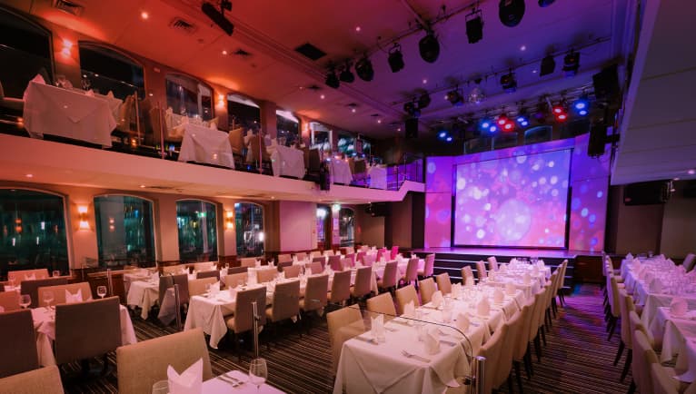 Interior dining area of the Showboat II | Charters & Private Cruises