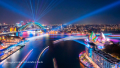 Night time view of Sydney Harbour during Vivid Sydney