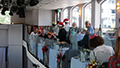 Guests on the Christmas Day cruise enjoying food and a cabaret show from the Mezzanine Level of the Sydney Showboat.